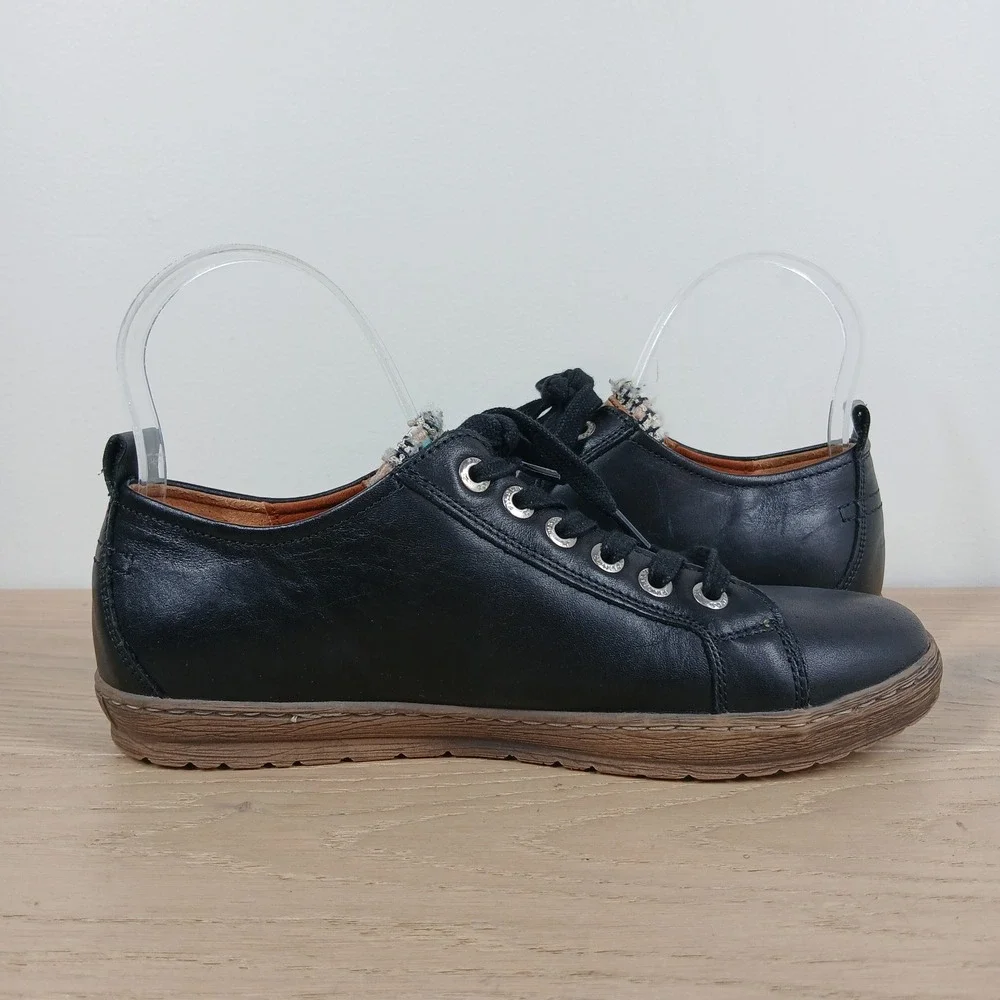 Pikolinos Sneakers Women 7 Black Leather Lace Up Zip Streetwear Casual Comfort